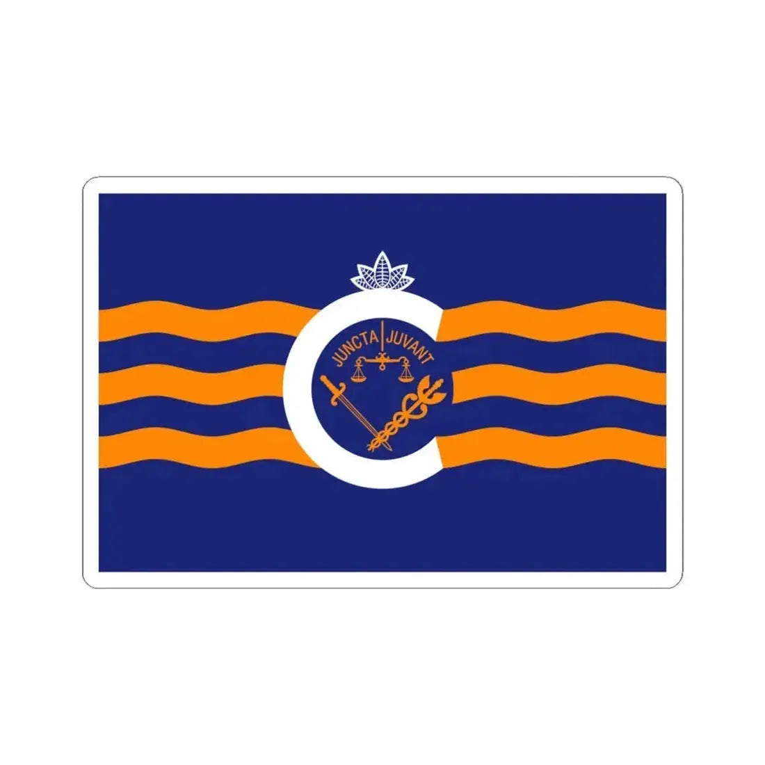 Flag of Cincinnati Ohio FC Cincinnati version inverse (United States) STICKER Vinyl Kiss-Cut Decal 4 Inch White - The Sticker Space