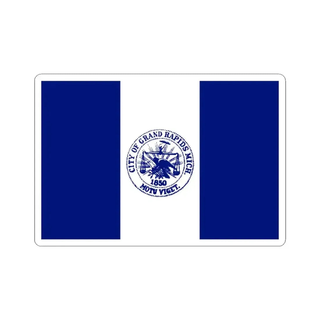 Flag of City of Grand Rapids Michigan (United States) STICKER Vinyl Kiss-Cut Decal 3 Inch White - The Sticker Space