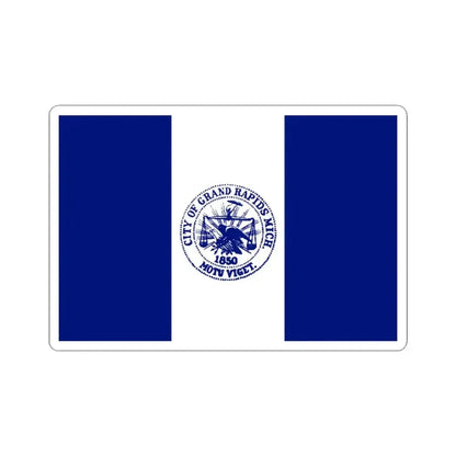 Flag of City of Grand Rapids Michigan (United States) STICKER Vinyl Kiss-Cut Decal 3 Inch White - The Sticker Space