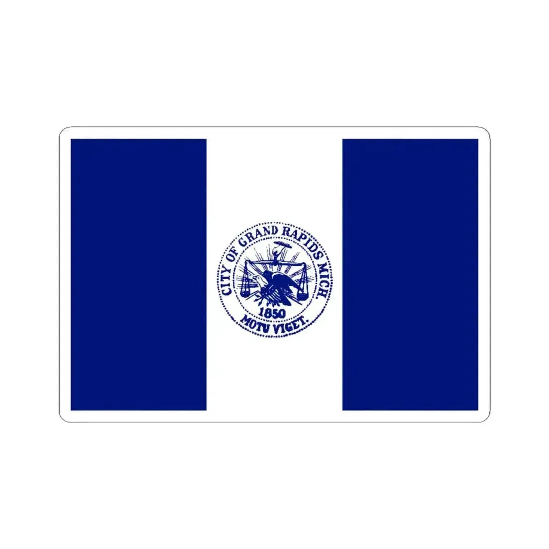 Flag of City of Grand Rapids Michigan (United States) STICKER Vinyl Kiss-Cut Decal 4 Inch White - The Sticker Space