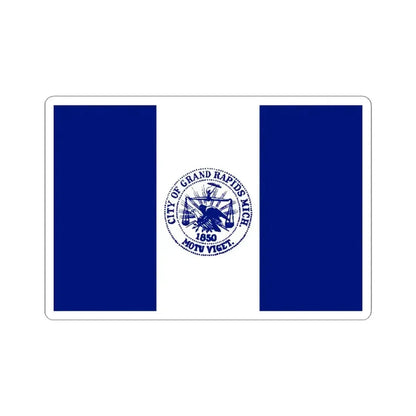 Flag of City of Grand Rapids Michigan (United States) STICKER Vinyl Kiss-Cut Decal 4 Inch White - The Sticker Space