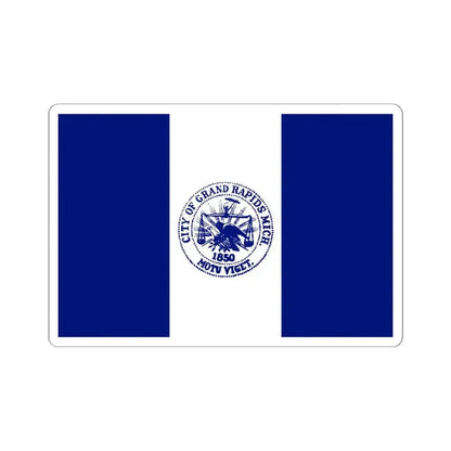 Flag of City of Grand Rapids Michigan (United States) STICKER Vinyl Kiss-Cut Decal 6 Inch White - The Sticker Space