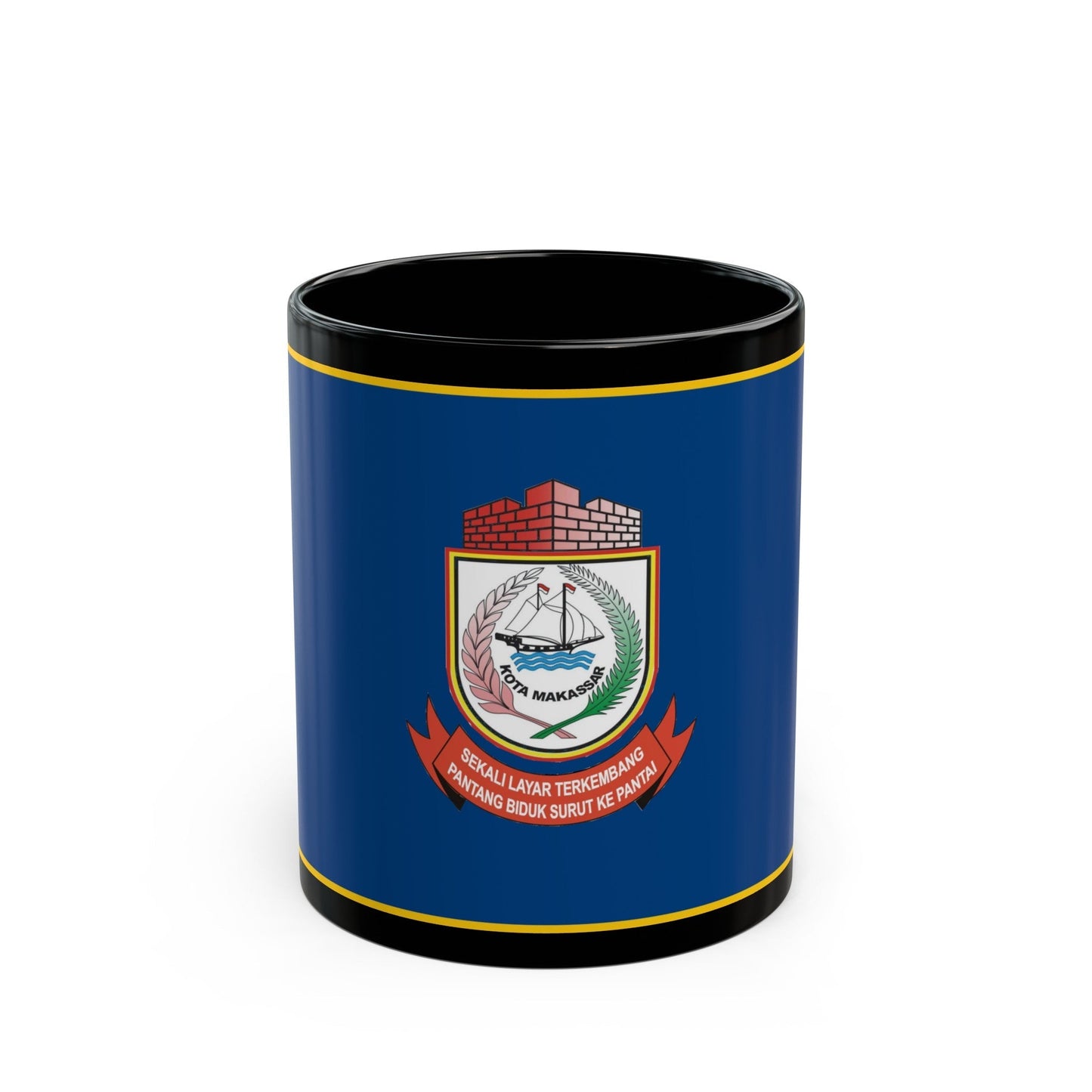 Flag of City of Makassar Indonesia - Black Coffee Mug-11oz-The Sticker Space