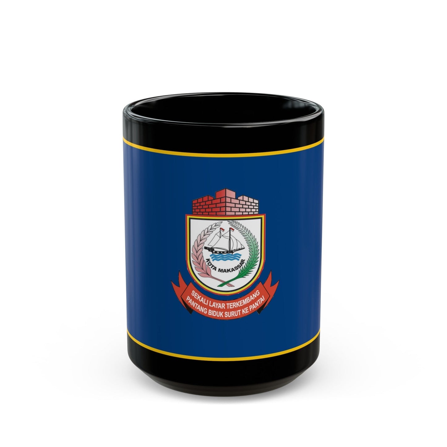 Flag of City of Makassar Indonesia - Black Coffee Mug-15oz-The Sticker Space