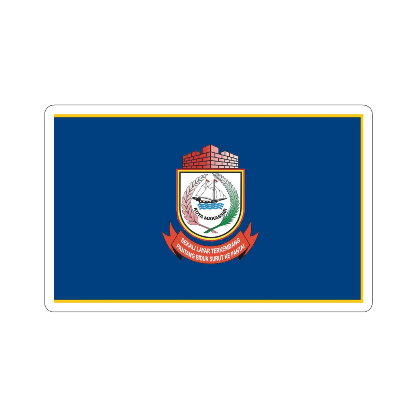 Flag of City of Makassar Indonesia STICKER Vinyl Die-Cut Decal-3 Inch-The Sticker Space