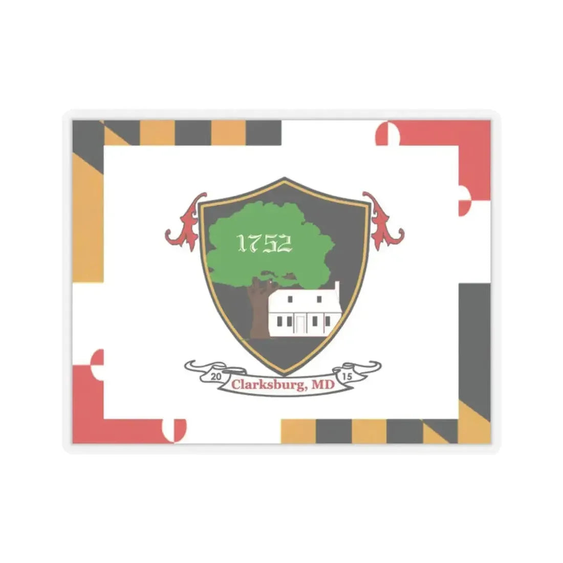Flag of Clarksburg, Maryland - STICKER Vinyl Kiss-Cut Decal 2 Inch Transparent - The Sticker Space