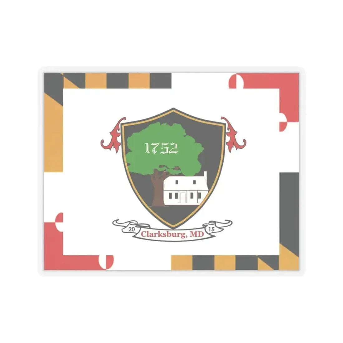 Flag of Clarksburg, Maryland - STICKER Vinyl Kiss-Cut Decal 4 Inch Transparent - The Sticker Space