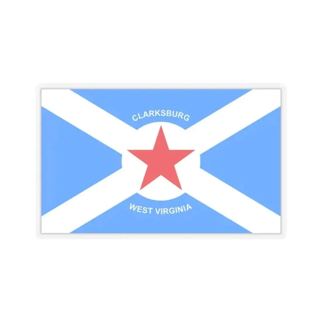 Flag of Clarksburg, West Virginia - STICKER Vinyl Kiss-Cut Decal 2 Inch Transparent - The Sticker Space