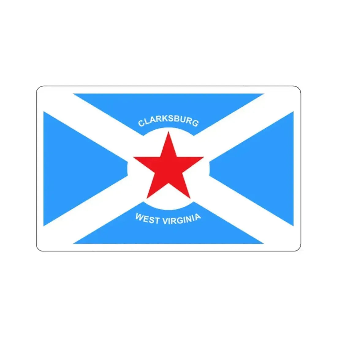 Flag of Clarksburg, West Virginia - STICKER Vinyl Kiss-Cut Decal 2 Inch White - The Sticker Space