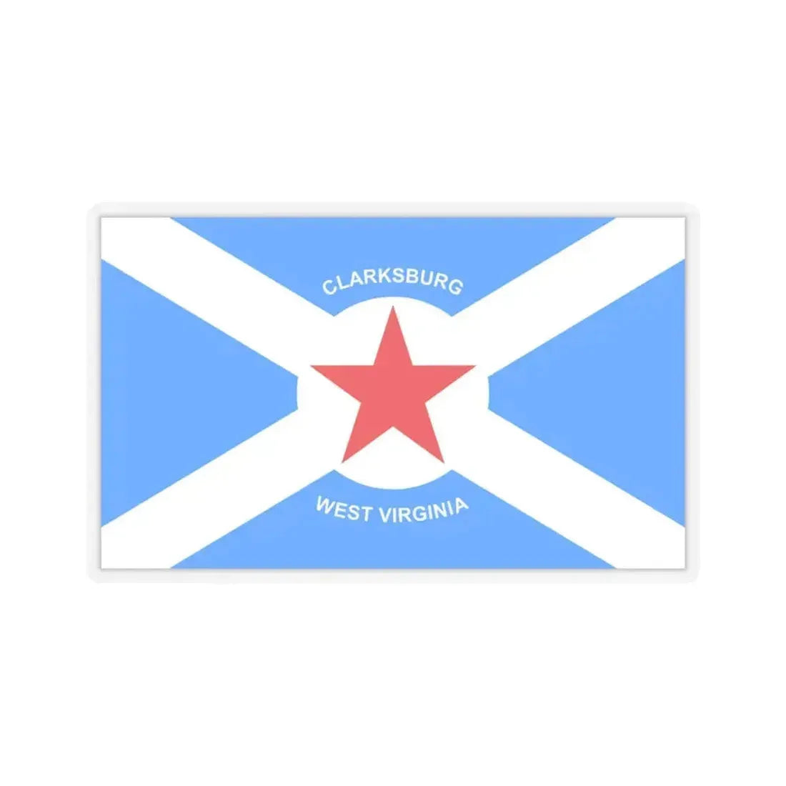 Flag of Clarksburg, West Virginia - STICKER Vinyl Kiss-Cut Decal 3 Inch Transparent - The Sticker Space
