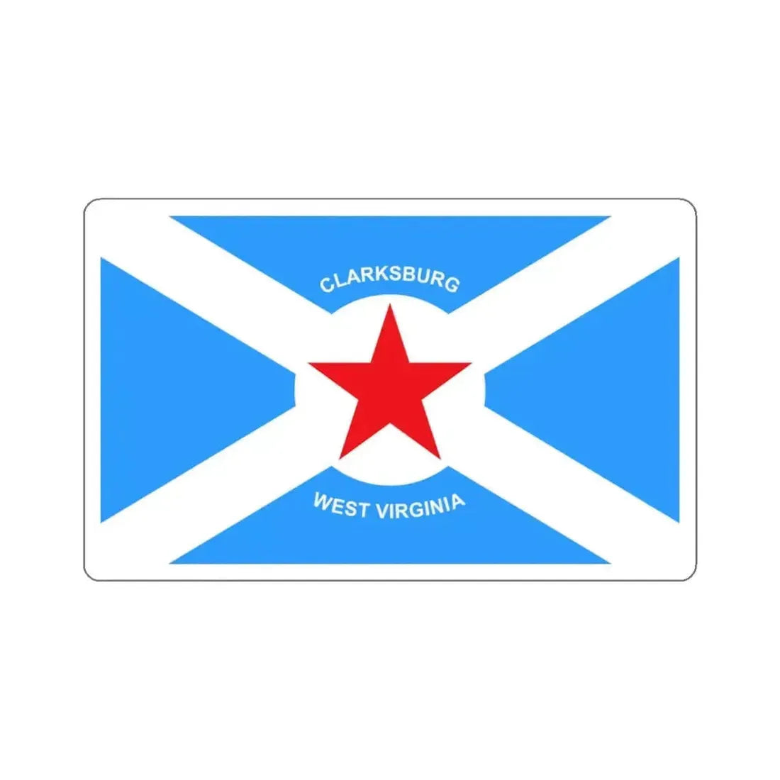 Flag of Clarksburg, West Virginia - STICKER Vinyl Kiss-Cut Decal 3 Inch White - The Sticker Space