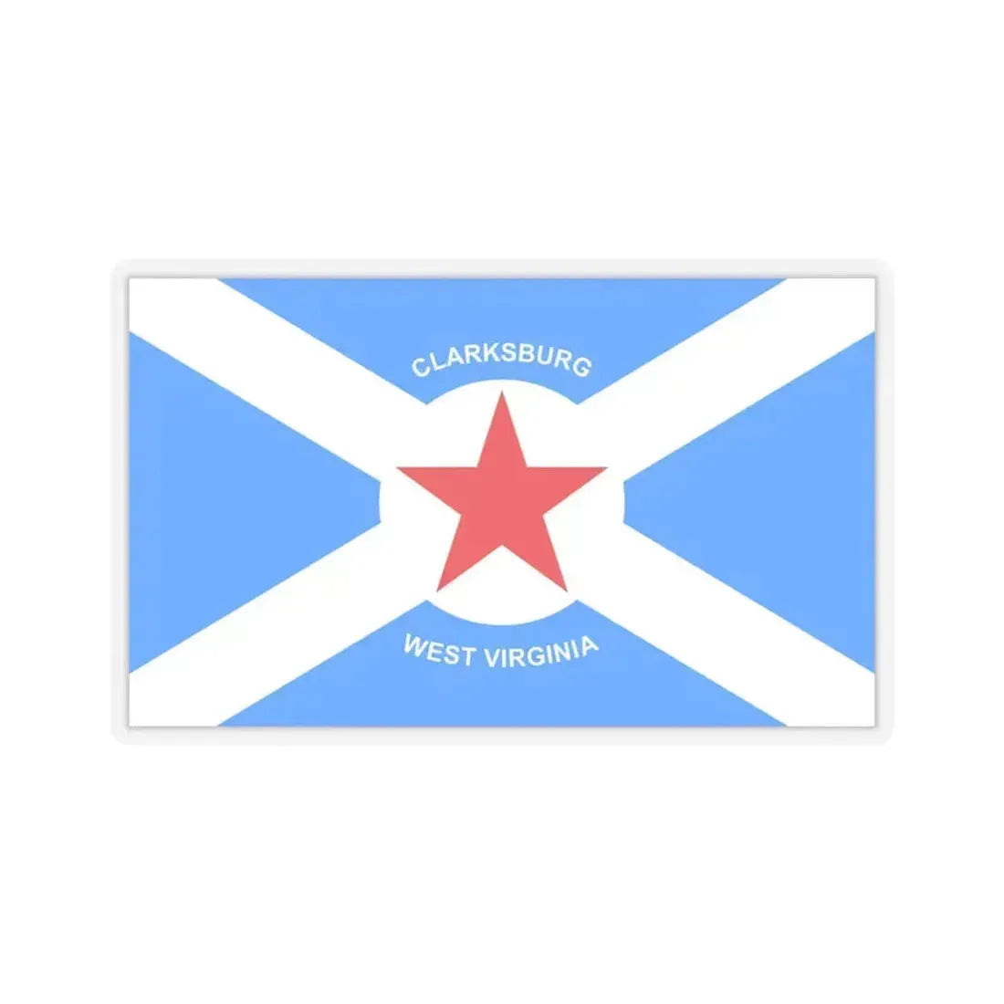 Flag of Clarksburg, West Virginia - STICKER Vinyl Kiss-Cut Decal 4 Inch Transparent - The Sticker Space