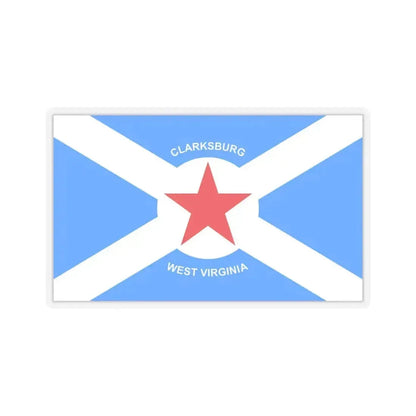 Flag of Clarksburg, West Virginia - STICKER Vinyl Kiss-Cut Decal 4 Inch Transparent - The Sticker Space