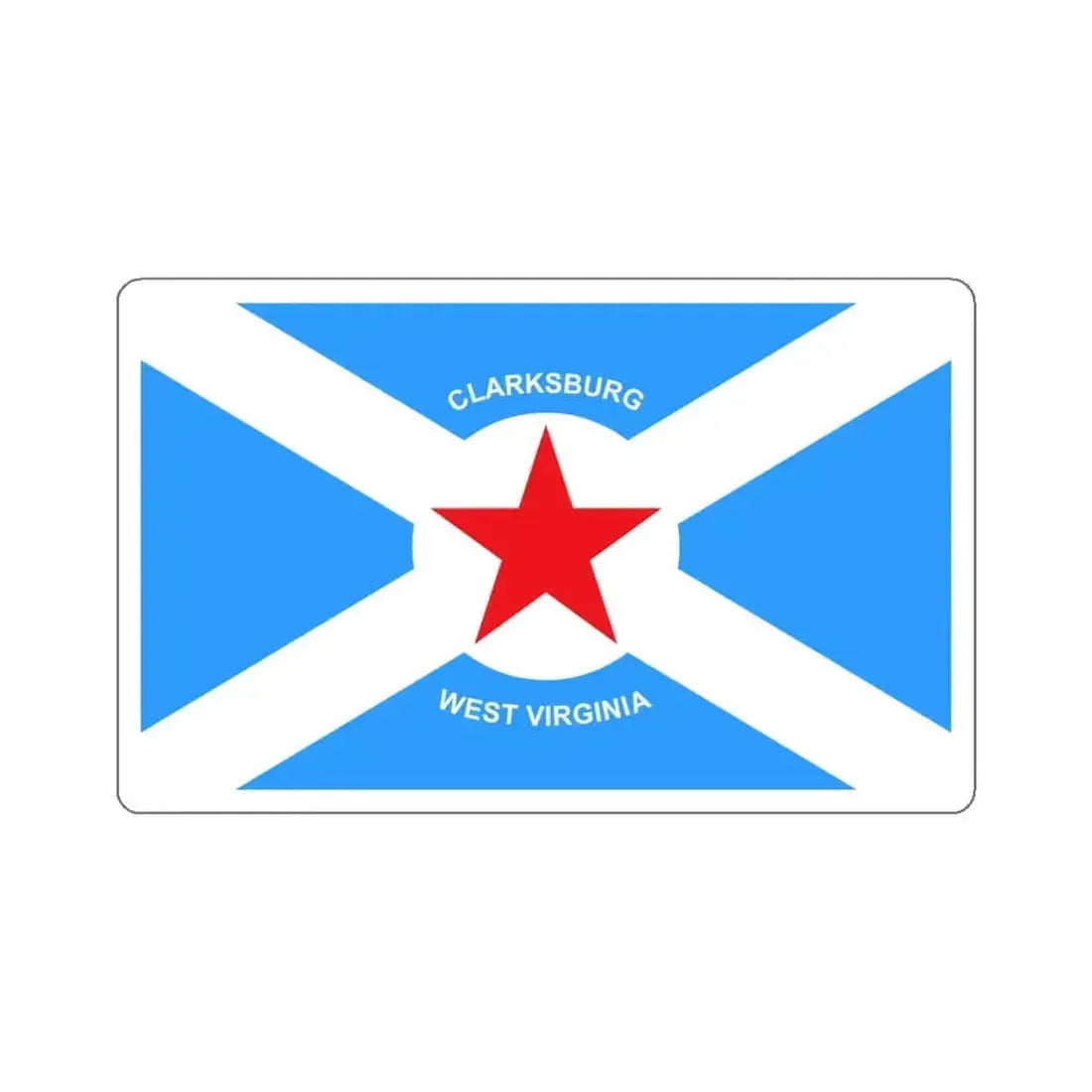 Flag of Clarksburg, West Virginia - STICKER Vinyl Kiss-Cut Decal 4 Inch White - The Sticker Space