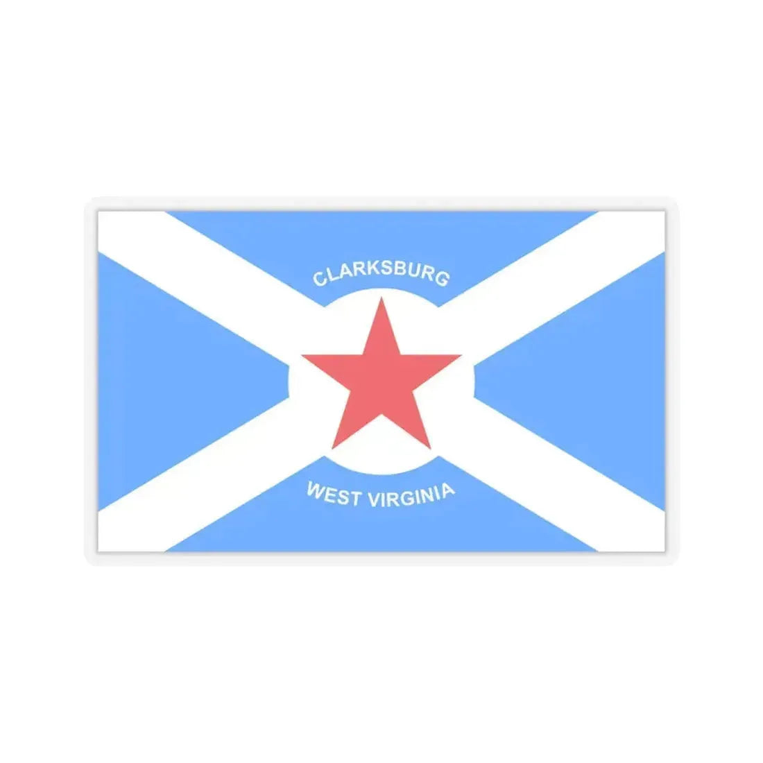Flag of Clarksburg, West Virginia - STICKER Vinyl Kiss-Cut Decal 6 Inch Transparent - The Sticker Space
