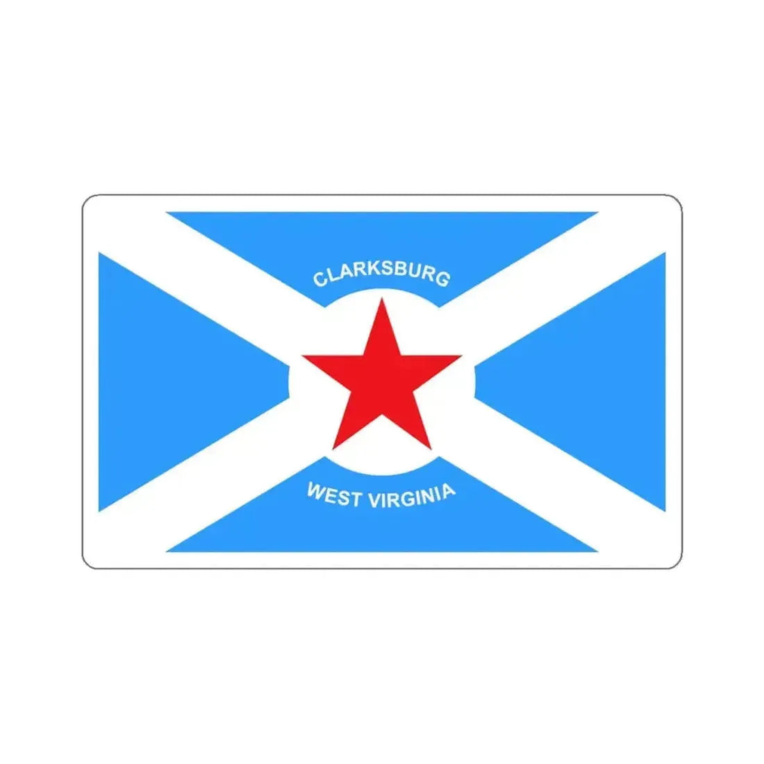 Flag of Clarksburg, West Virginia - STICKER Vinyl Kiss-Cut Decal 6 Inch White - The Sticker Space