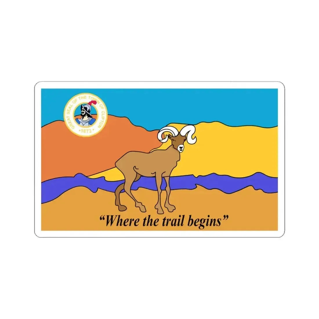 Flag of Clifton Arizona (United States) STICKER Vinyl Kiss-Cut Decal 4 Inch White - The Sticker Space