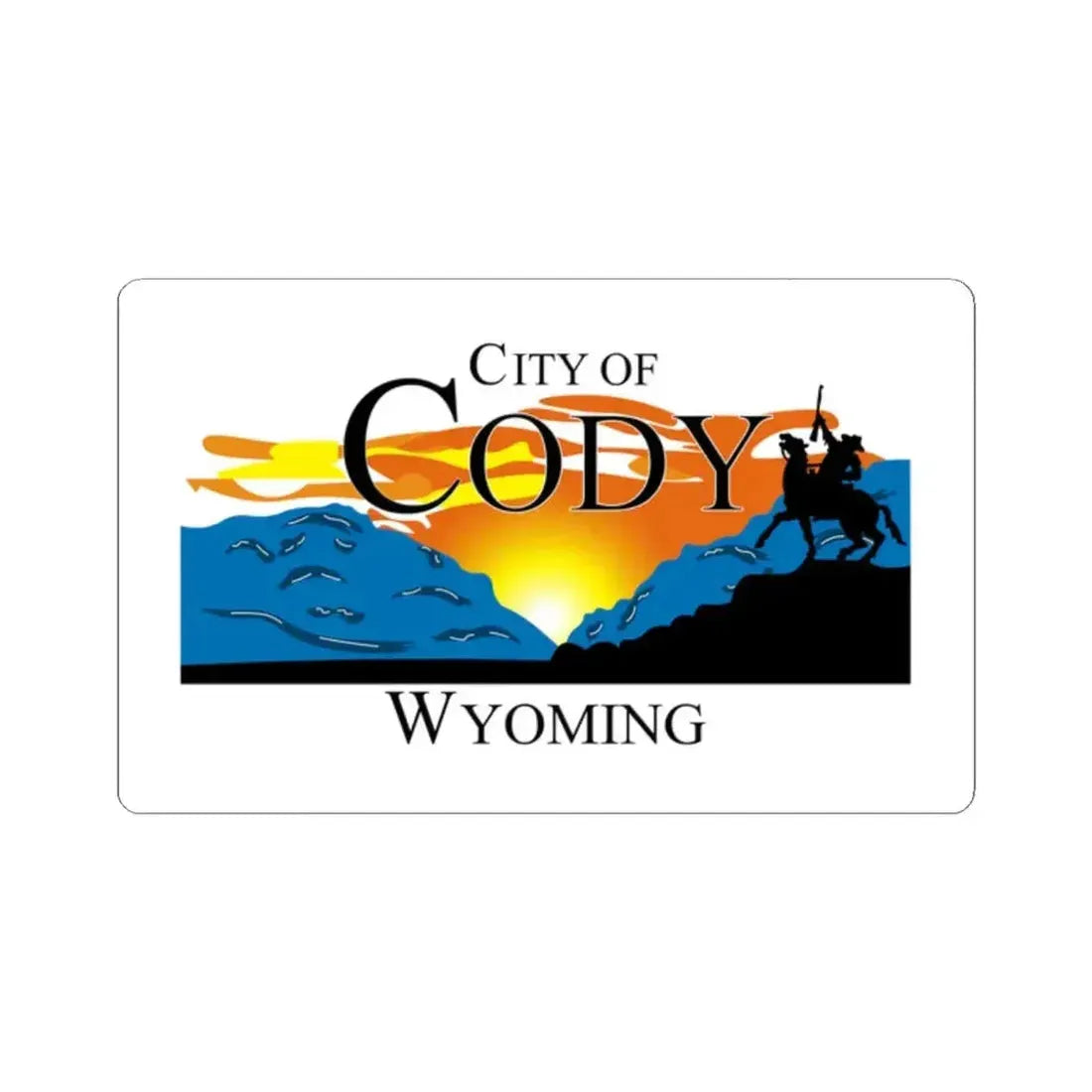 Flag of Cody Wyoming (United States) STICKER Vinyl Kiss-Cut Decal 2 Inch White - The Sticker Space