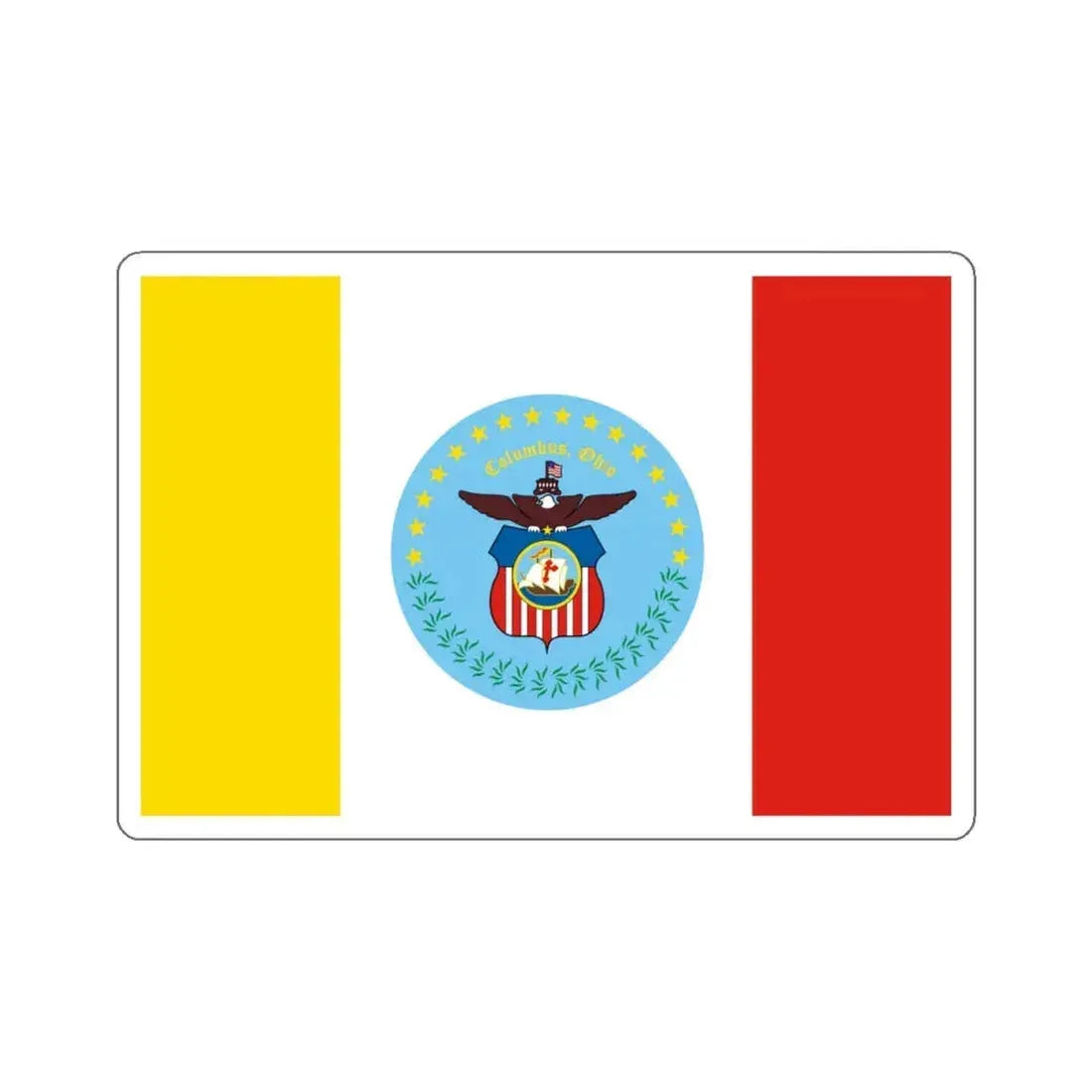 Flag of Columbus, Ohio - STICKER Vinyl Kiss-Cut Decal 4 Inch White - The Sticker Space
