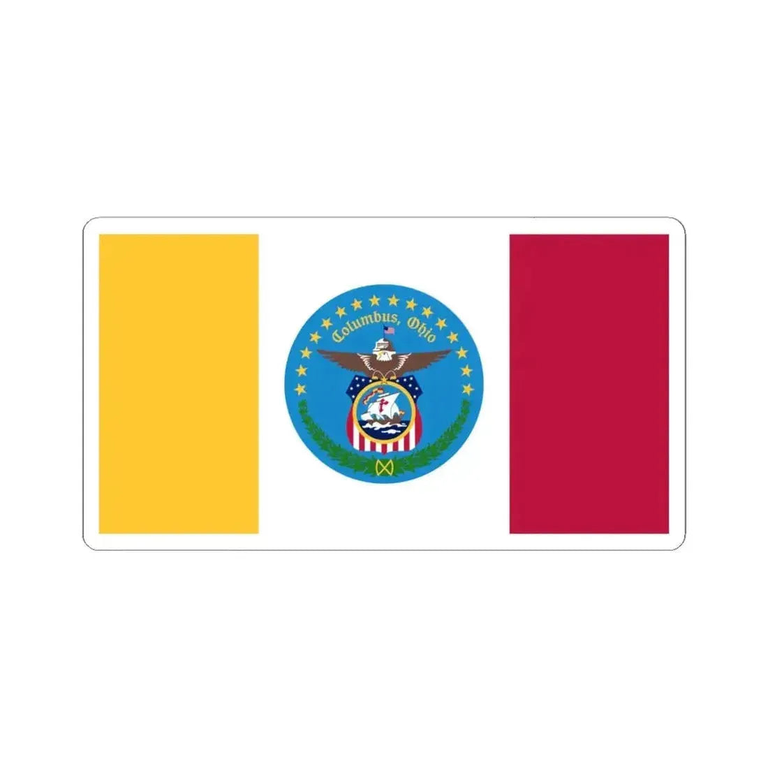 Flag of Columbus Ohio (United States) STICKER Vinyl Kiss-Cut Decal 4 Inch White - The Sticker Space