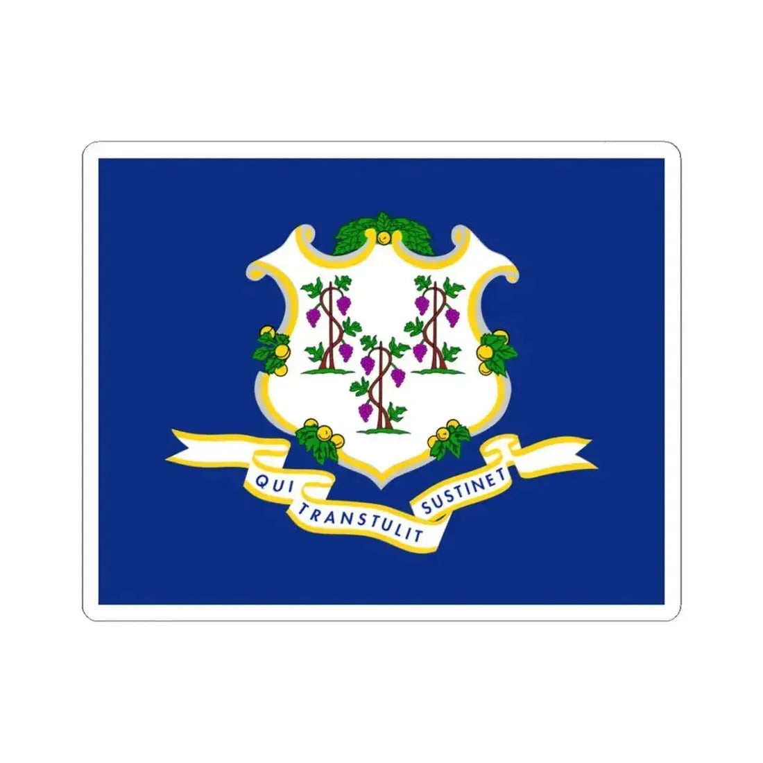 Flag of Connecticut (United States) STICKER Vinyl Kiss-Cut Decal 3 Inch White - The Sticker Space