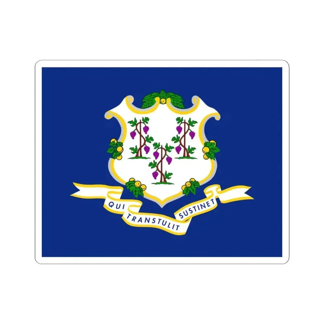 Flag of Connecticut (United States) STICKER Vinyl Kiss-Cut Decal 4 Inch White - The Sticker Space