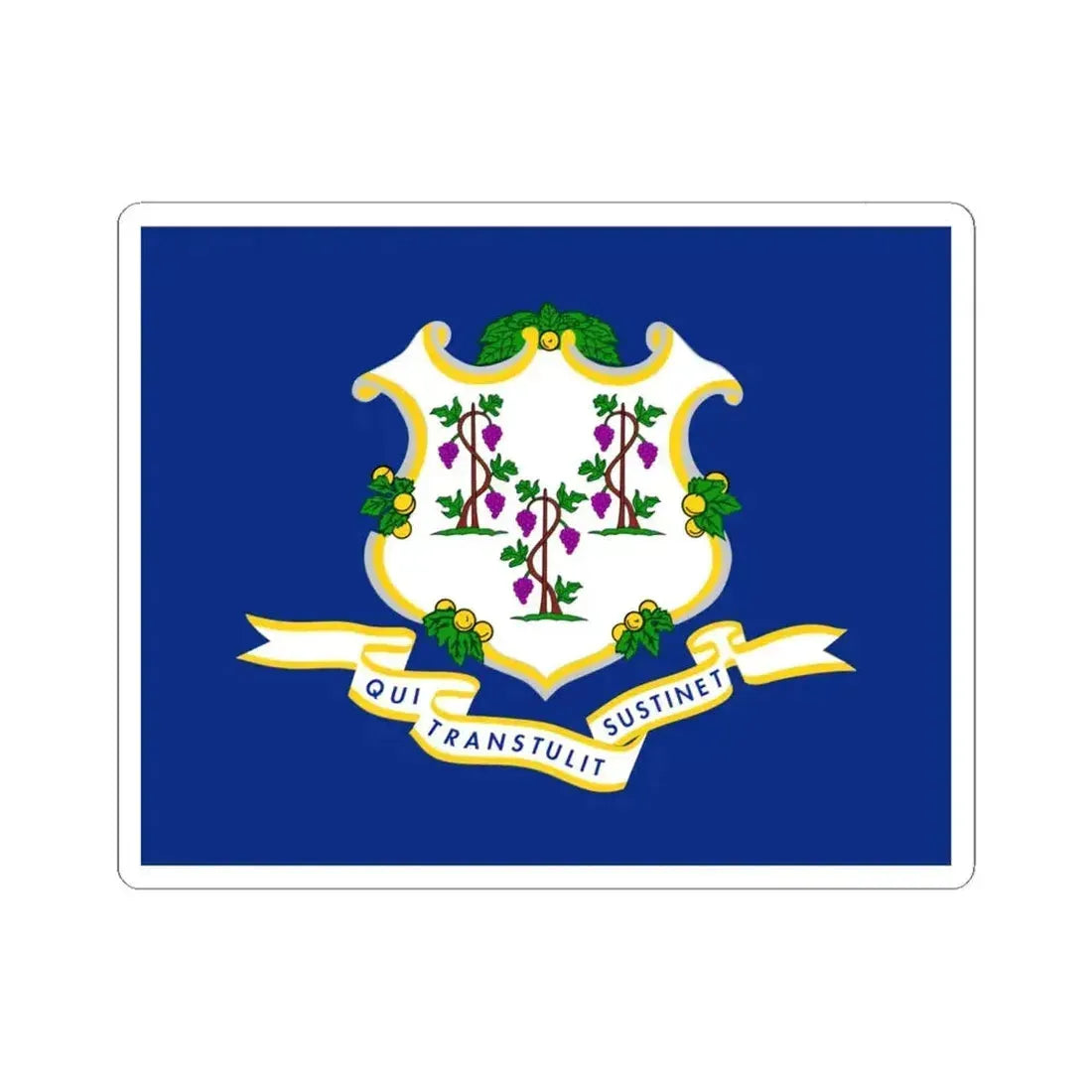 Flag of Connecticut (United States) STICKER Vinyl Kiss-Cut Decal 6 Inch White - The Sticker Space