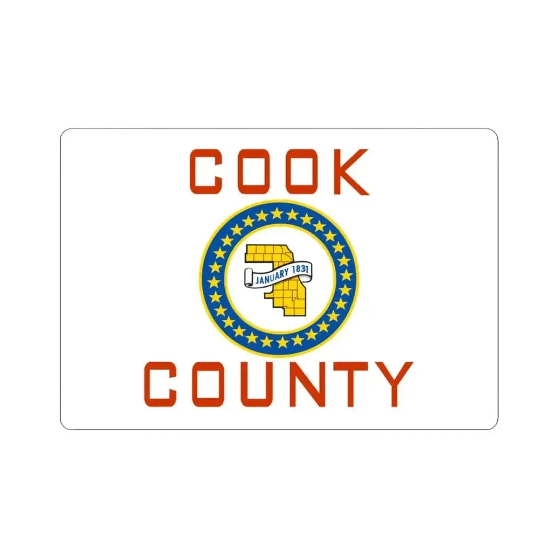 Flag of Cook County Illinois 1961-2022 (United States) STICKER Vinyl Kiss-Cut Decal 3 Inch White - The Sticker Space