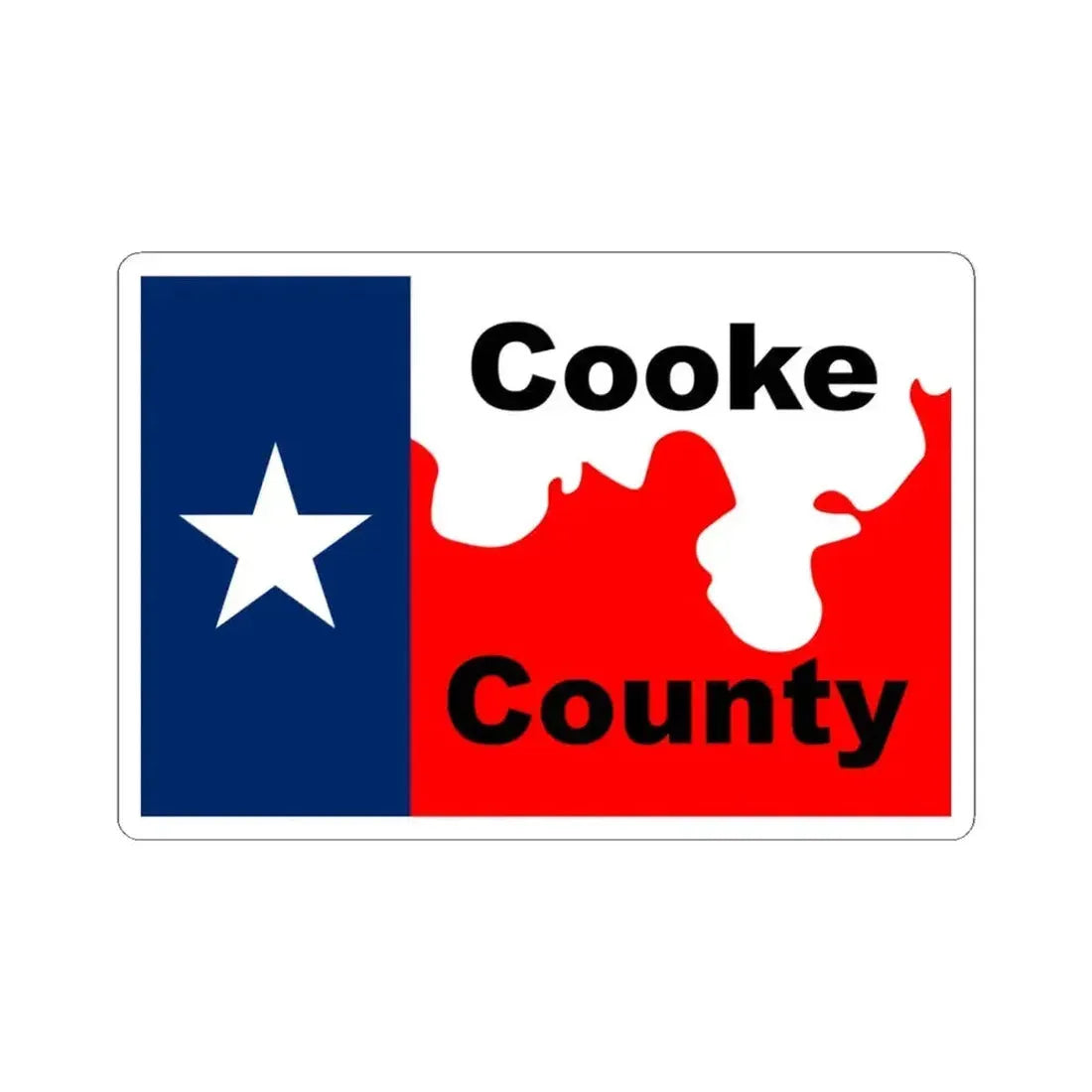 Flag of Cooke County Texas (United States) STICKER Vinyl Kiss-Cut Decal 4 Inch White - The Sticker Space