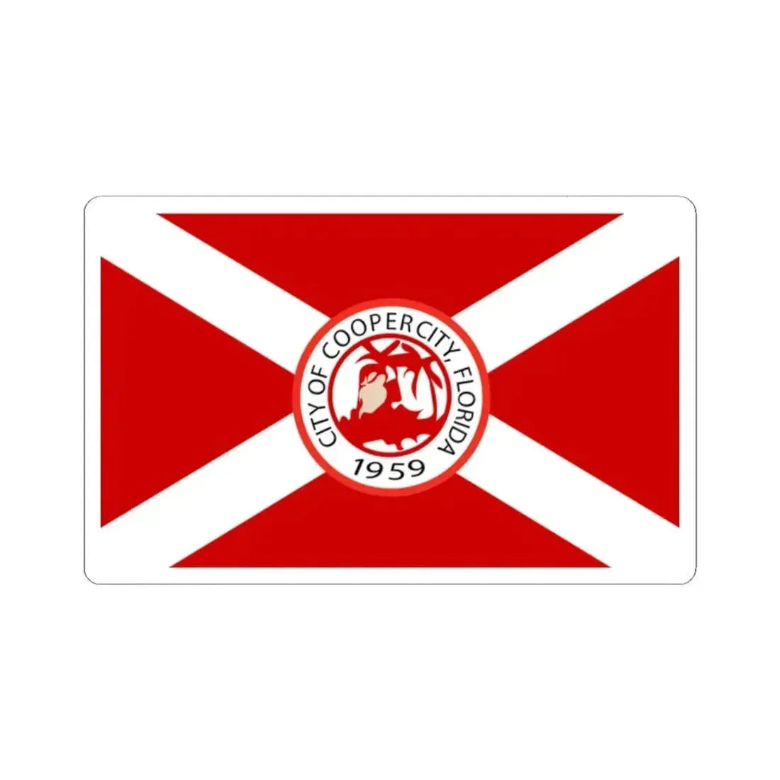 Flag of Cooper City Florida (United States) STICKER Vinyl Kiss-Cut Decal 2 Inch White - The Sticker Space