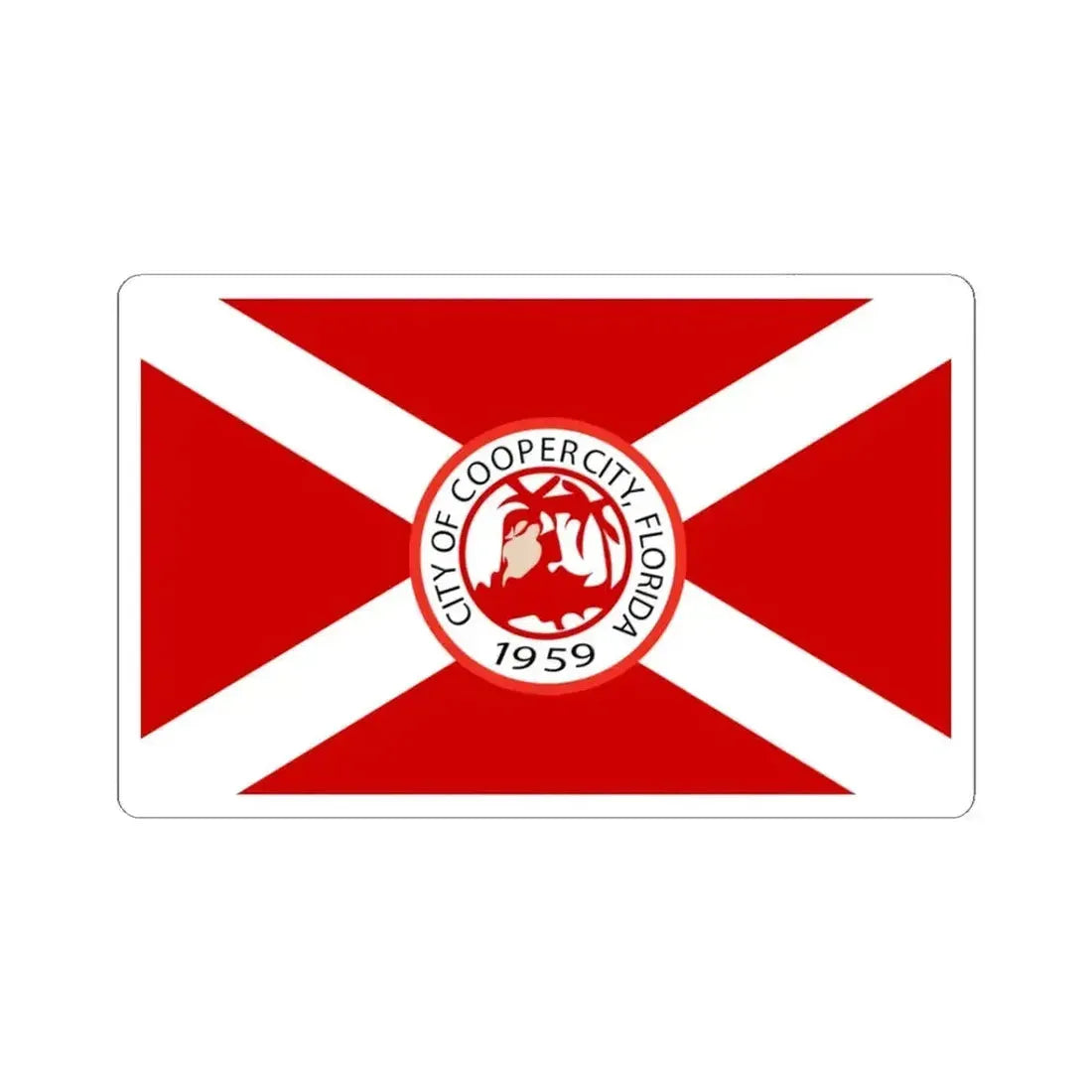 Flag of Cooper City Florida (United States) STICKER Vinyl Kiss-Cut Decal 3 Inch White - The Sticker Space