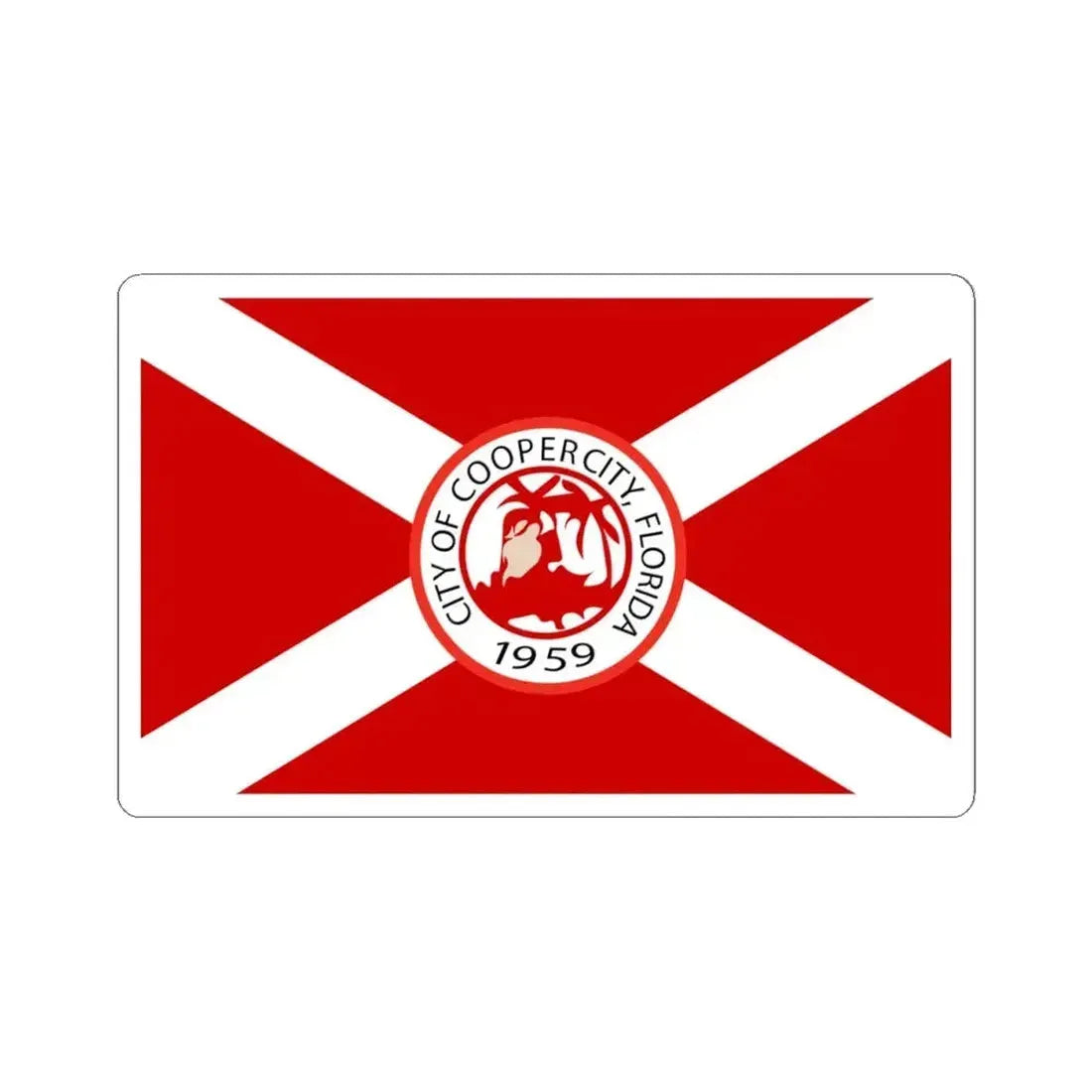 Flag of Cooper City Florida (United States) STICKER Vinyl Kiss-Cut Decal 4 Inch White - The Sticker Space