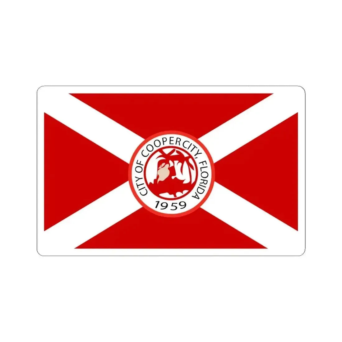 Flag of Cooper City Florida (United States) STICKER Vinyl Kiss-Cut Decal 6 Inch White - The Sticker Space