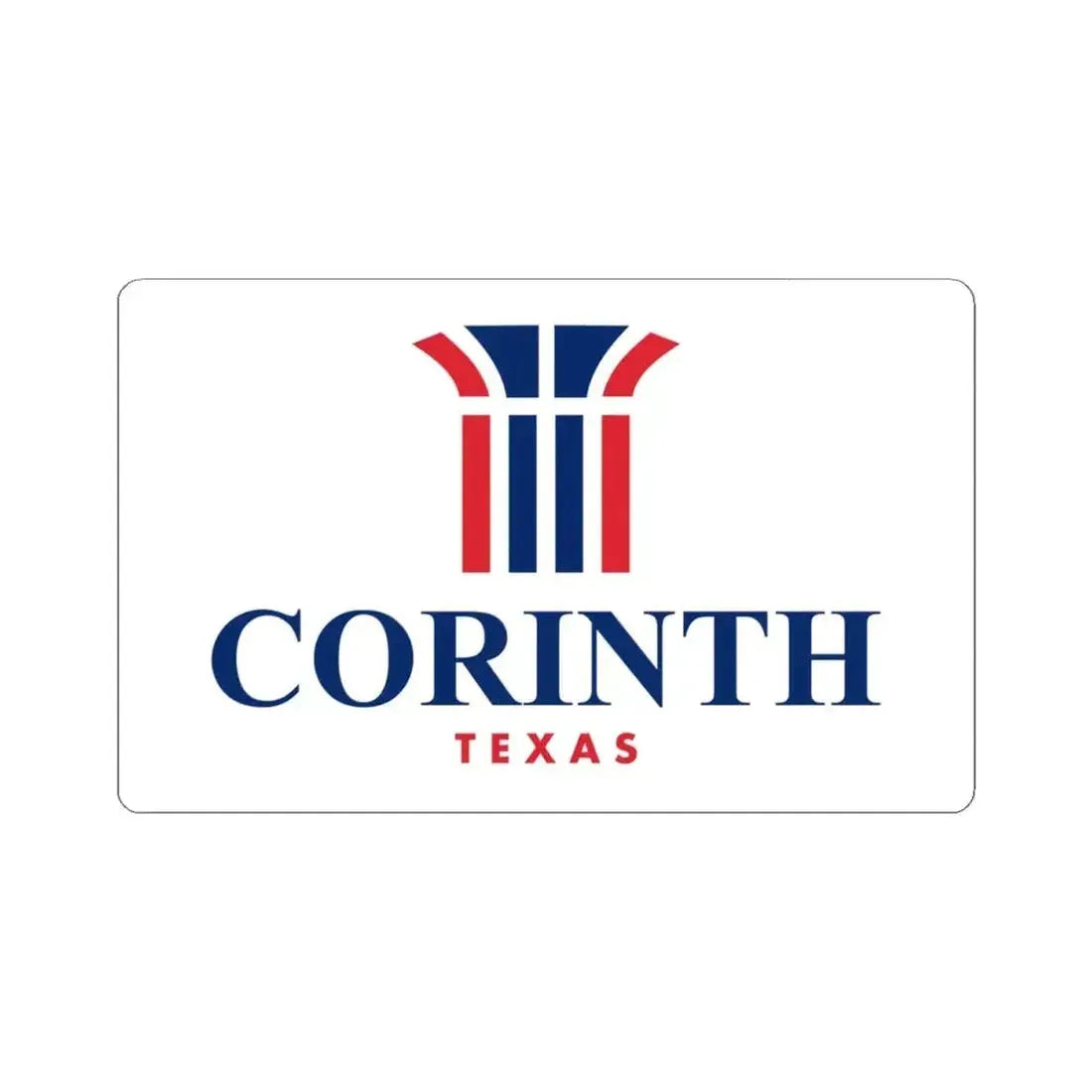 Flag of Corinth Texas (United States) STICKER Vinyl Kiss-Cut Decal 4 Inch White - The Sticker Space