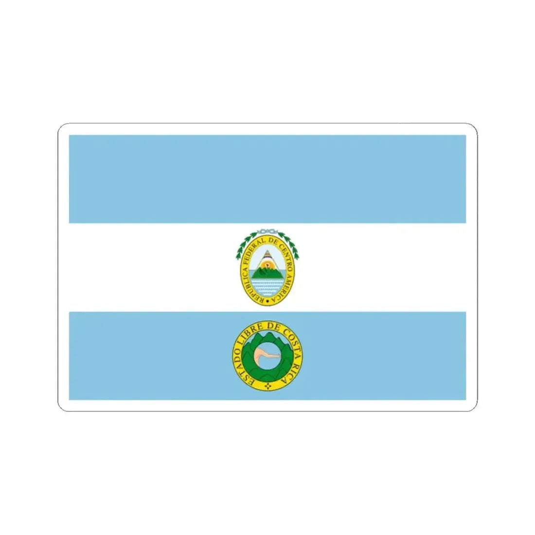 Flag of Costa Rica 1824-1840 (Costa Rica) STICKER Vinyl Kiss-Cut Decal 2 Inch White - The Sticker Space