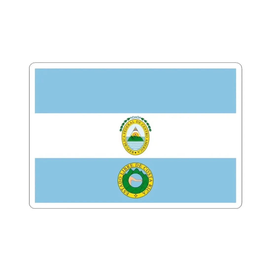 Flag of Costa Rica 1824-1840 (Costa Rica) STICKER Vinyl Kiss-Cut Decal 3 Inch White - The Sticker Space