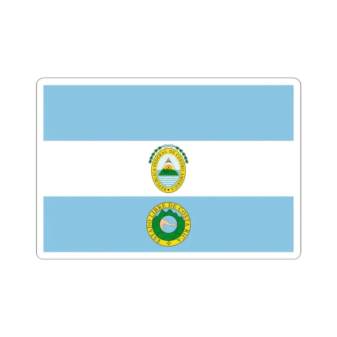 Flag of Costa Rica 1824-1840 (Costa Rica) STICKER Vinyl Kiss-Cut Decal 4 Inch White - The Sticker Space