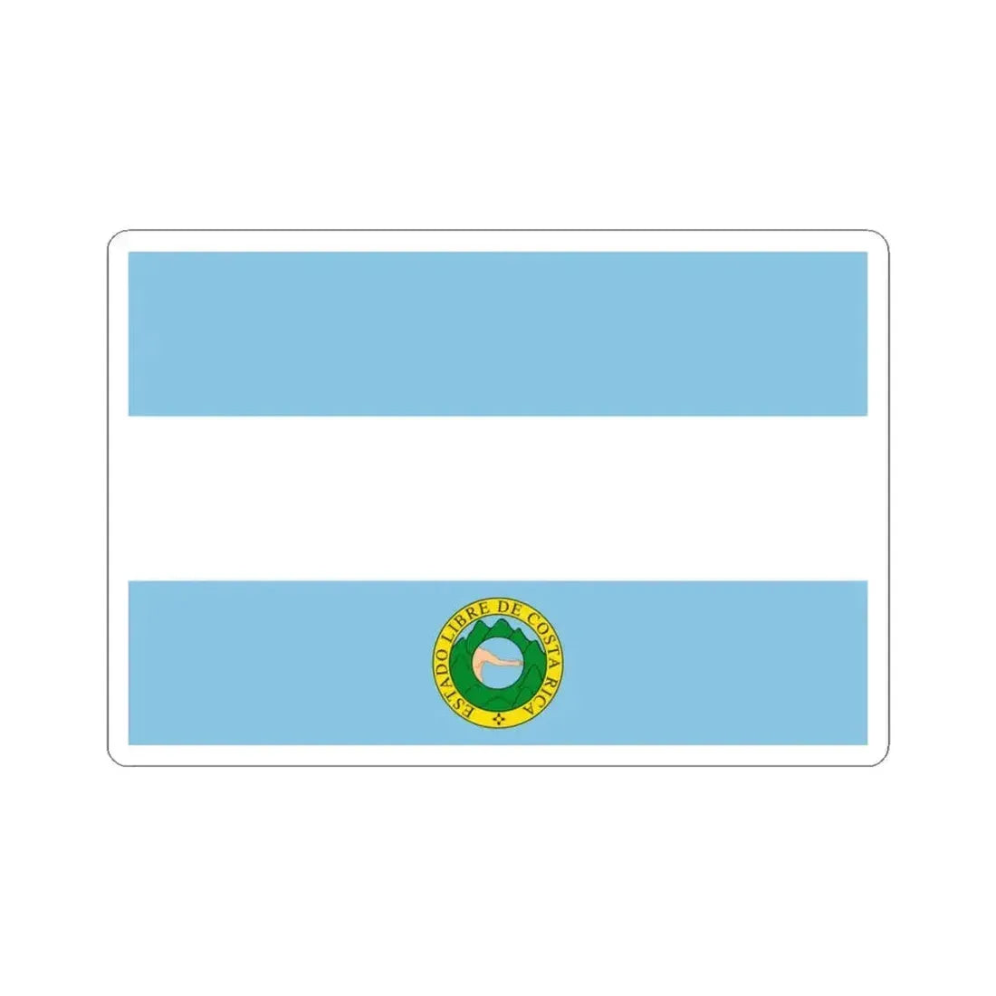 Flag of Costa Rica 1838-1840 (Costa Rica) STICKER Vinyl Kiss-Cut Decal 3 Inch White - The Sticker Space
