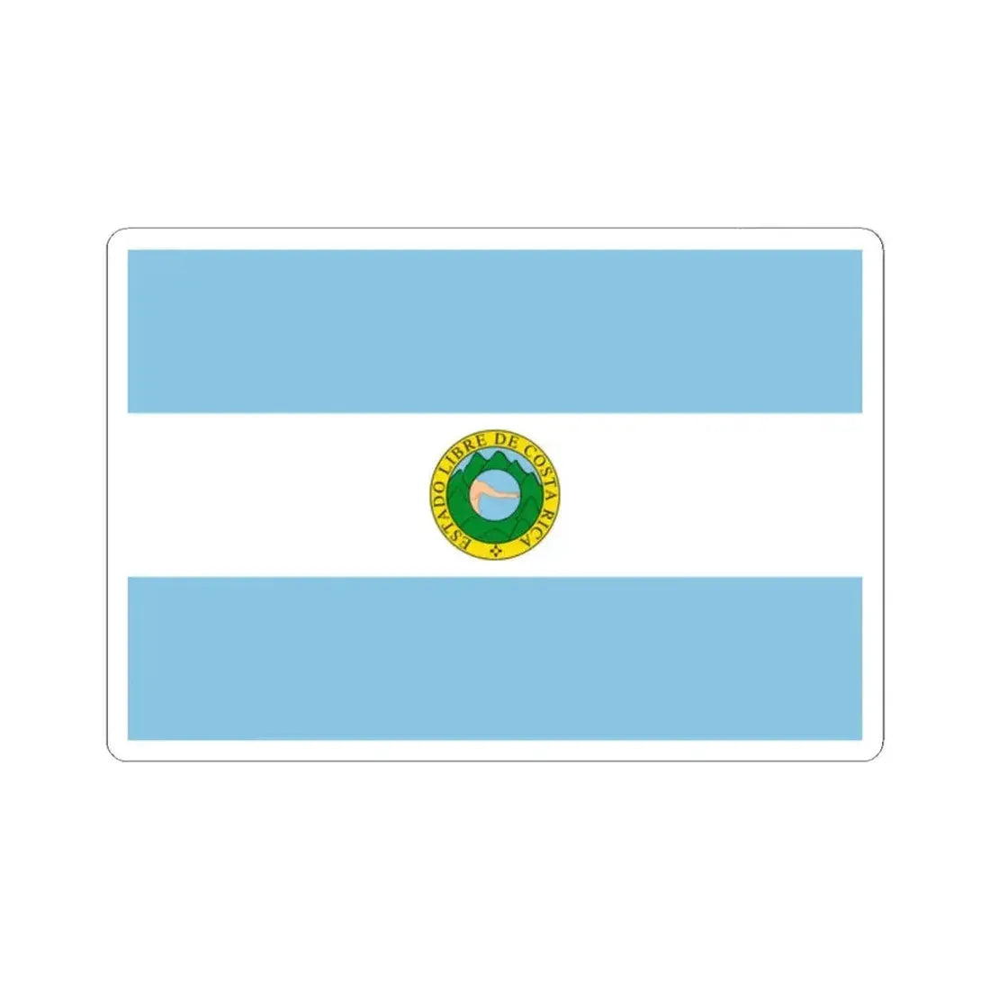 Flag of Costa Rica 1842-1848 (Costa Rica) STICKER Vinyl Kiss-Cut Decal 2 Inch White - The Sticker Space