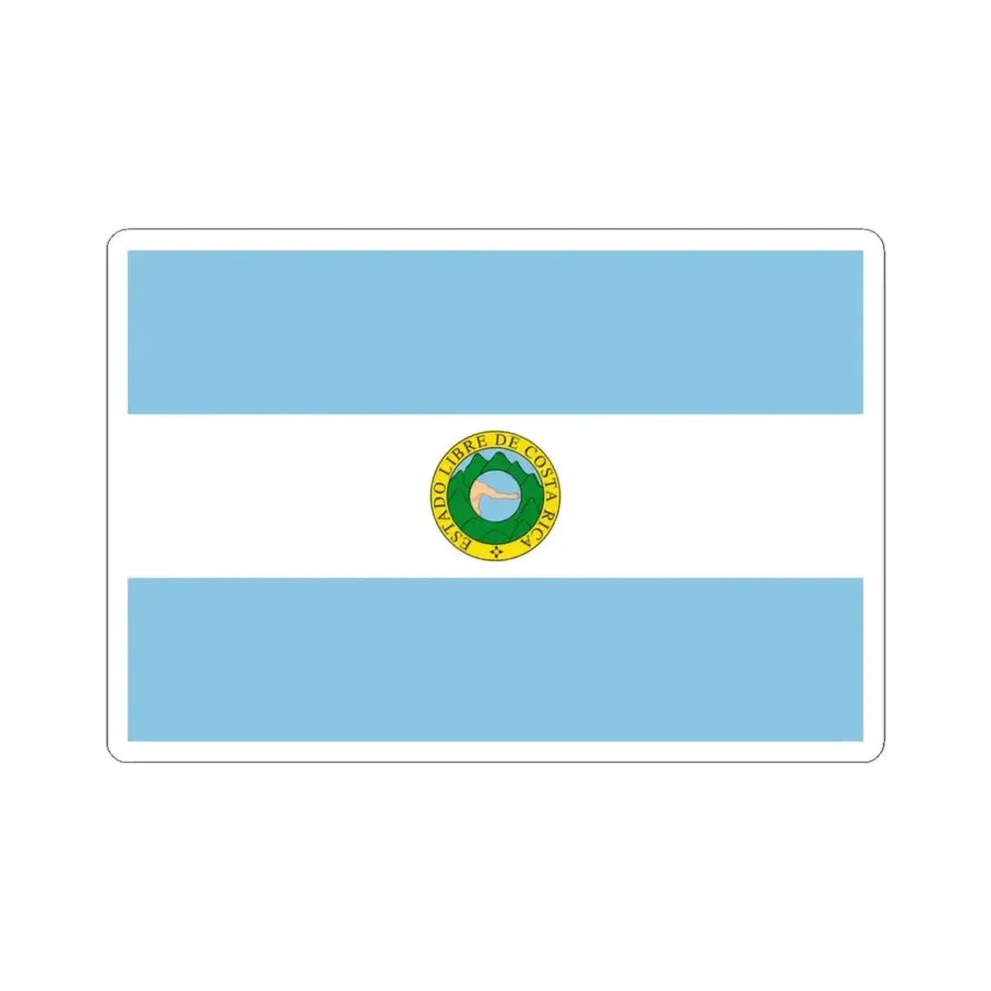 Flag of Costa Rica 1842-1848 (Costa Rica) STICKER Vinyl Kiss-Cut Decal 3 Inch White - The Sticker Space