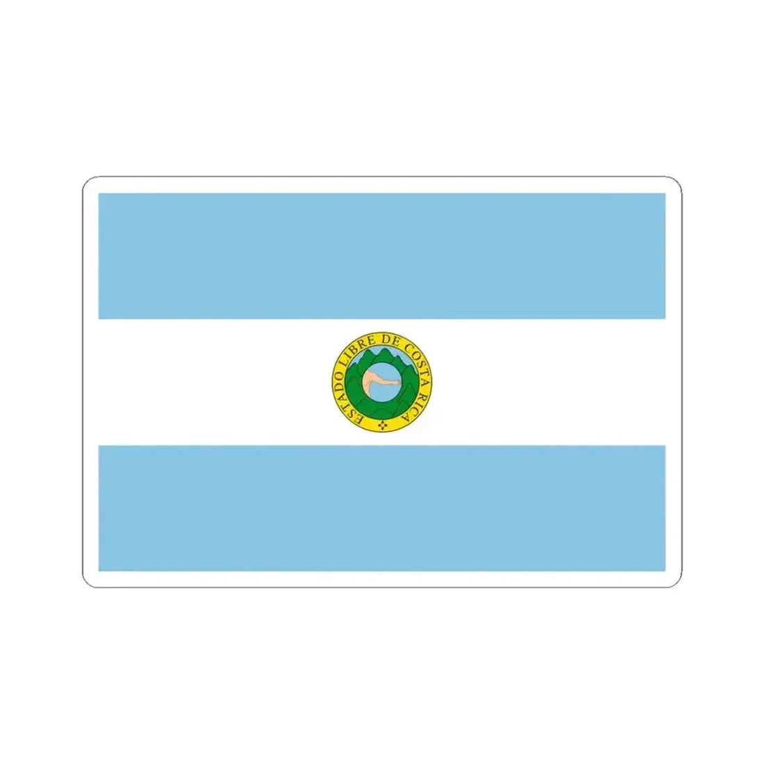 Flag of Costa Rica 1842-1848 (Costa Rica) STICKER Vinyl Kiss-Cut Decal 4 Inch White - The Sticker Space