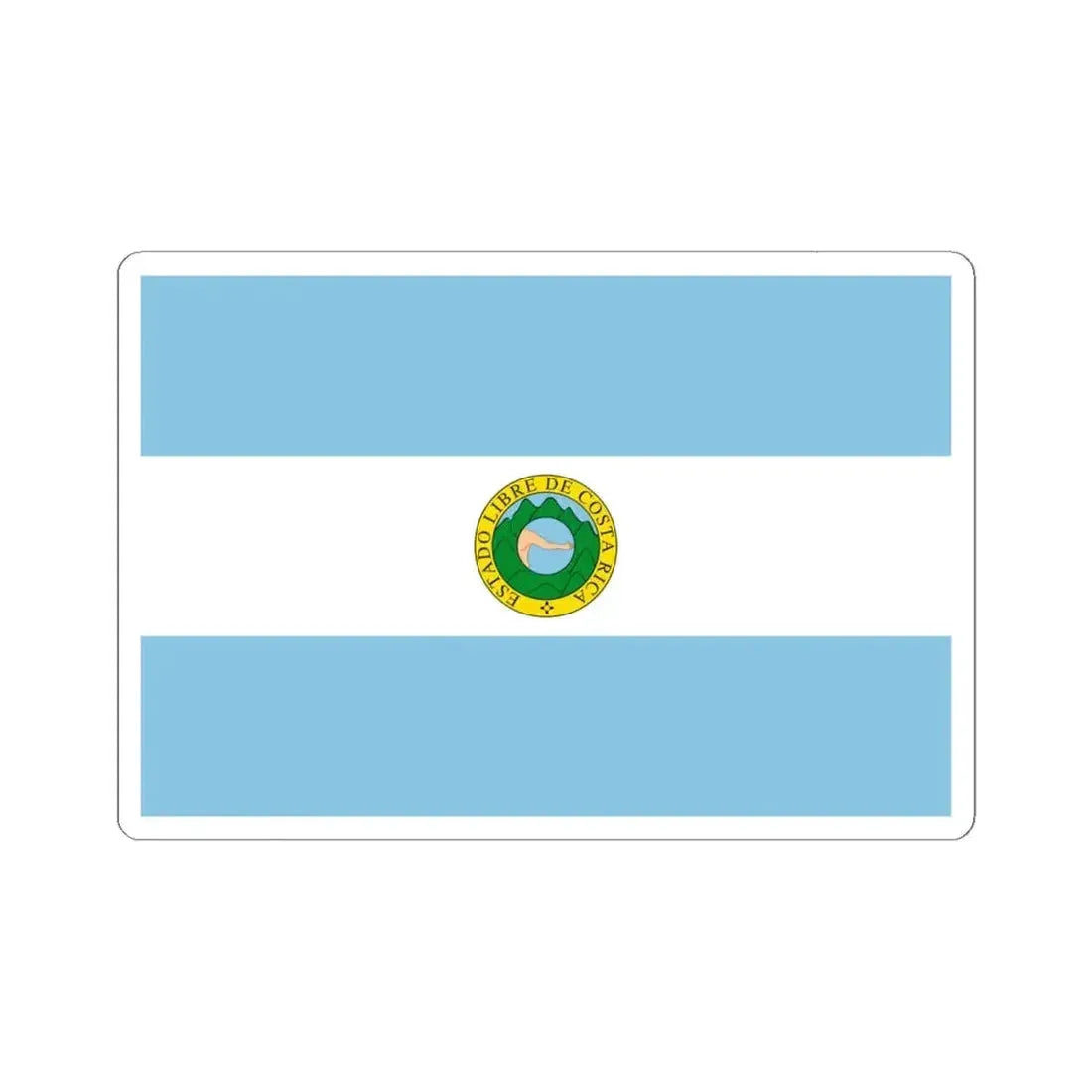 Flag of Costa Rica 1842-1848 (Costa Rica) STICKER Vinyl Kiss-Cut Decal 6 Inch White - The Sticker Space