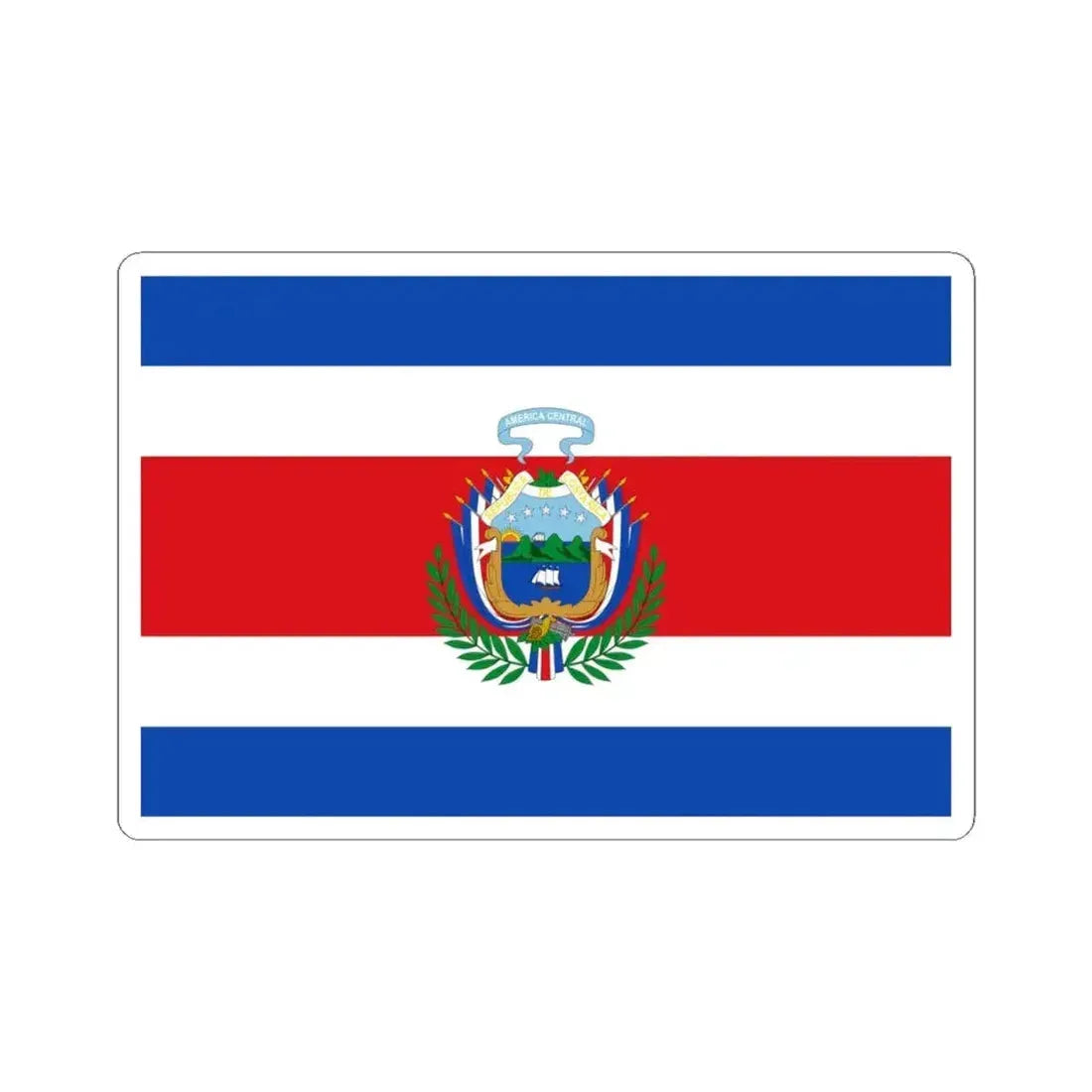 Flag of Costa Rica 1848-1906 (Costa Rica) STICKER Vinyl Kiss-Cut Decal 4 Inch White - The Sticker Space
