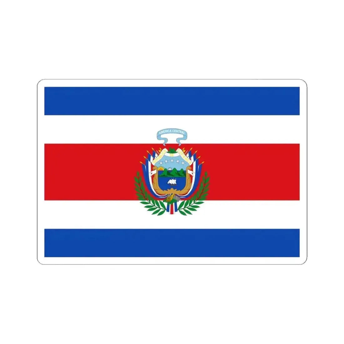 Flag of Costa Rica 1848-1906 (Costa Rica) STICKER Vinyl Kiss-Cut Decal 6 Inch White - The Sticker Space