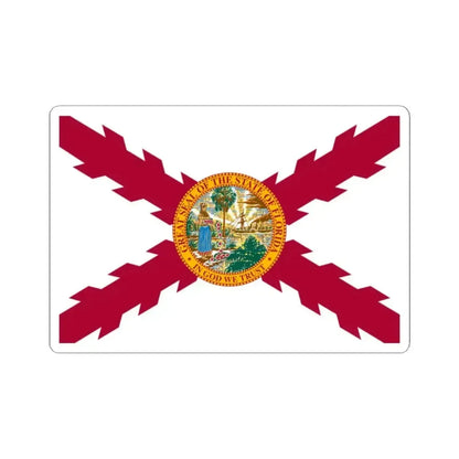 Flag of Cross of Burgundy with the Seal of Florida alternative version (United States) STICKER Vinyl Kiss-Cut Decal 2 Inch White - The Sticker Space