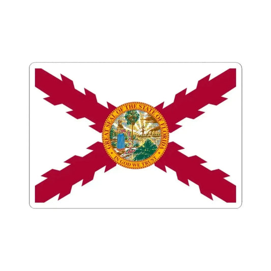 Flag of Cross of Burgundy with the Seal of Florida alternative version (United States) STICKER Vinyl Kiss-Cut Decal 2 Inch White - The Sticker Space