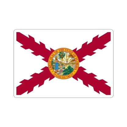 Flag of Cross of Burgundy with the Seal of Florida alternative version (United States) STICKER Vinyl Kiss-Cut Decal 3 Inch White - The Sticker Space