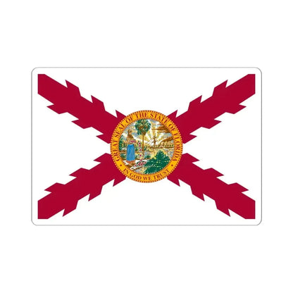 Flag of Cross of Burgundy with the Seal of Florida alternative version (United States) STICKER Vinyl Kiss-Cut Decal 6 Inch White - The Sticker Space
