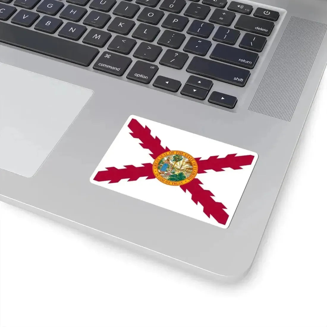 Flag of Cross of Burgundy with the Seal of Florida alternative version (United States) STICKER Vinyl Kiss-Cut Decal - The Sticker Space