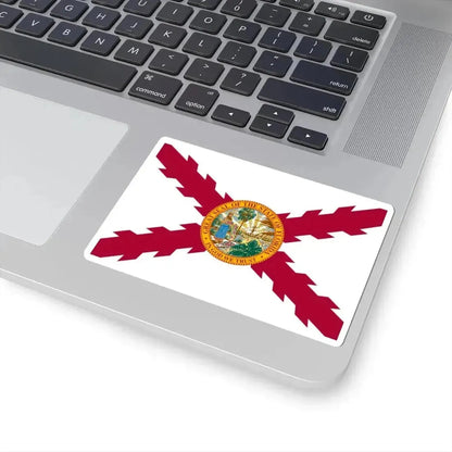 Flag of Cross of Burgundy with the Seal of Florida alternative version (United States) STICKER Vinyl Kiss-Cut Decal - The Sticker Space